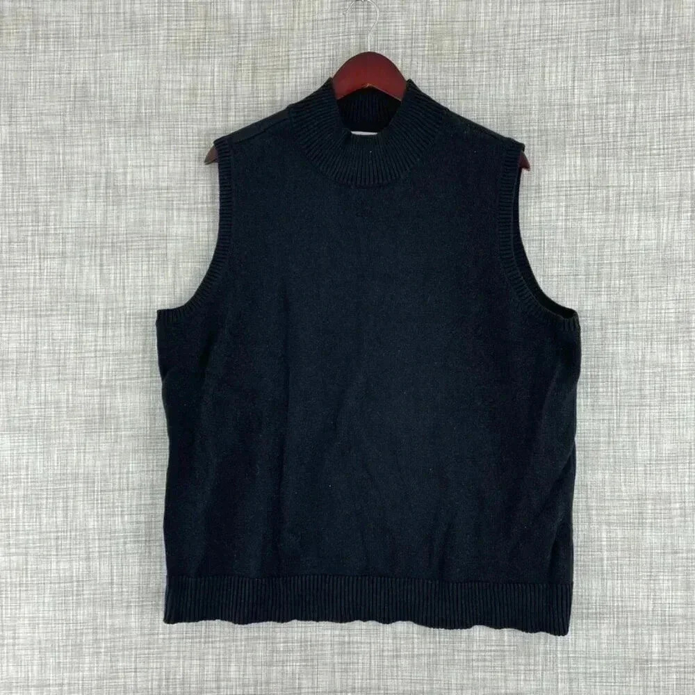 The Quacker Factory Womens 2X black sweater vest 3659